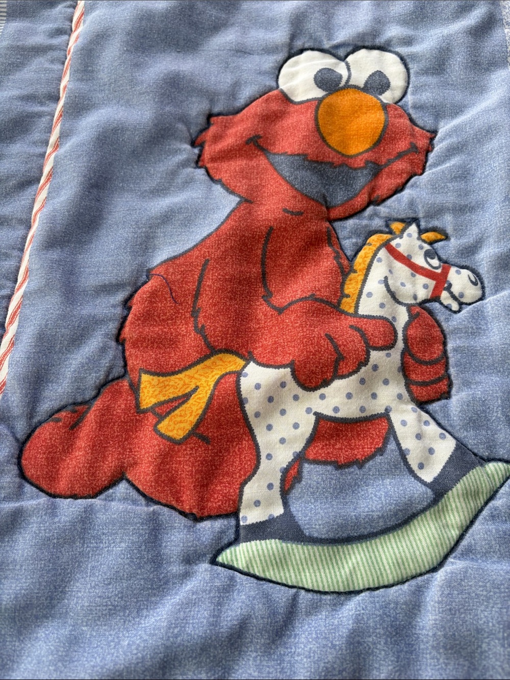 Vintage 90s Sesame Street Elmo Plush Rocking Horse Drum Toy Nursery Crib Blanket - Picture 5 of 10